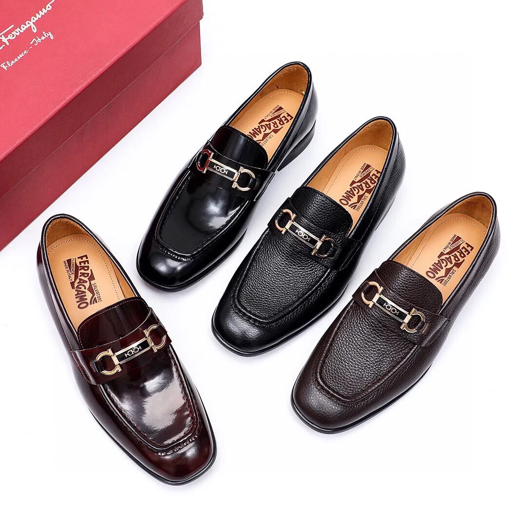 Men's Men's Shoes 💰540 💐[Ferragamo/Ferragamo] New 🐲Ferragamo* Ferragamo classic formal leather shoes! It uses imported first-layer pebbled cowhide leather upper + luxurious hardware buckle, and the inner first-layer comfortable cowhide leather lining! Original wear-resistant rubber outsole! Code number 38-44 (45🉑️customized)
